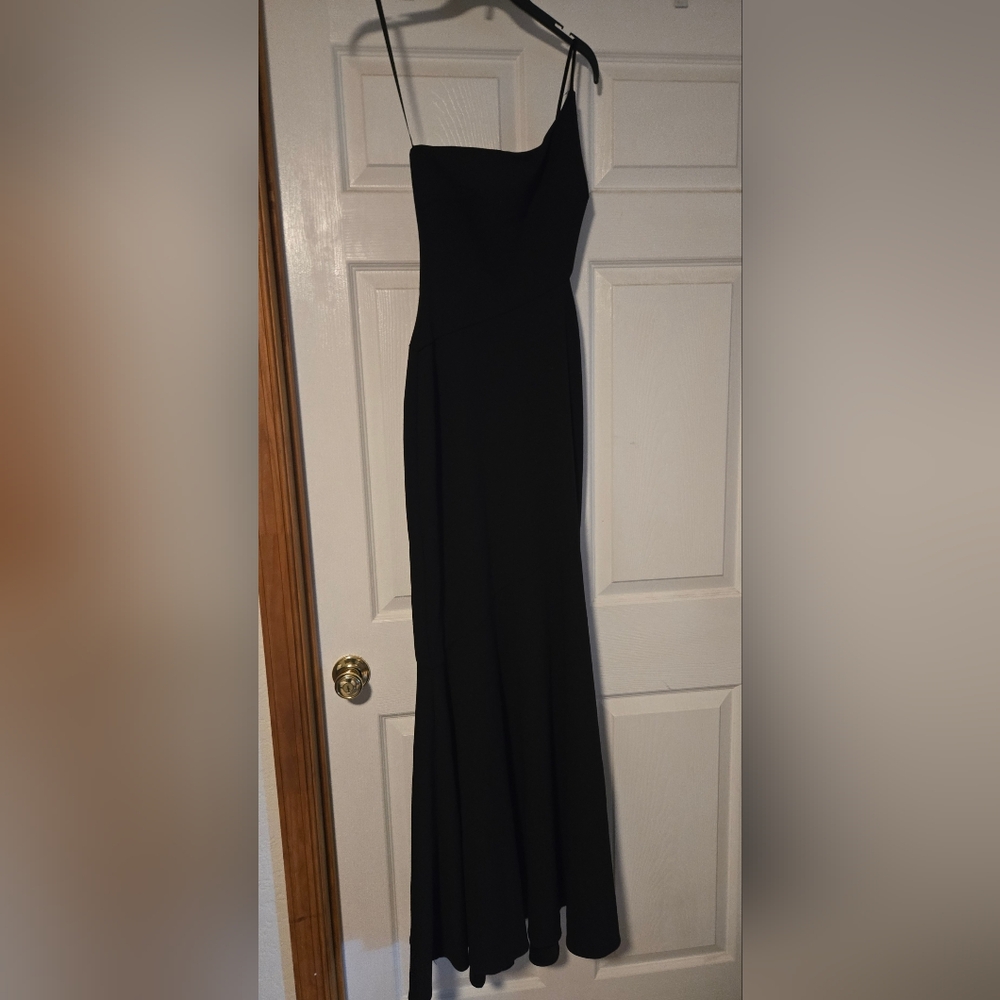 Aqua Black One Shoulder Dress